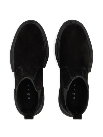Hogan Solid Color Versatile Chelsea Boots In Black
