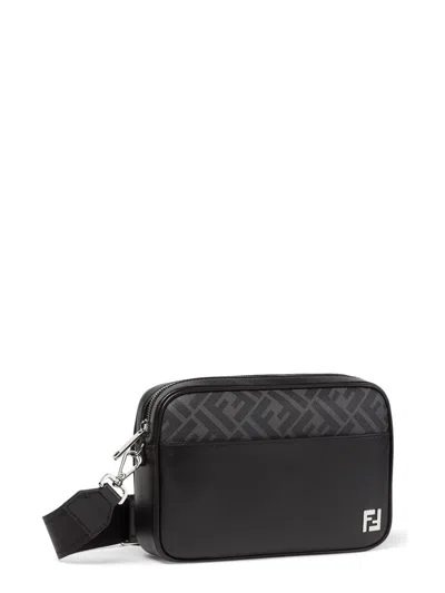 Fendi Men Camera Case Squared Ff Crossbody Bag In Black