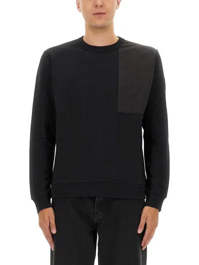 Belstaff Long Sleeve Crew Neck Knitwear With Patch In Black