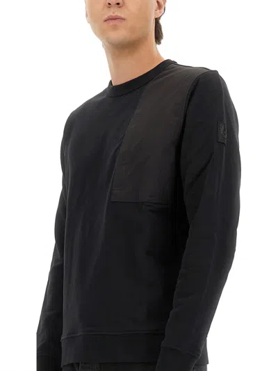 Belstaff Long Sleeve Crew Neck Knitwear With Patch In Black