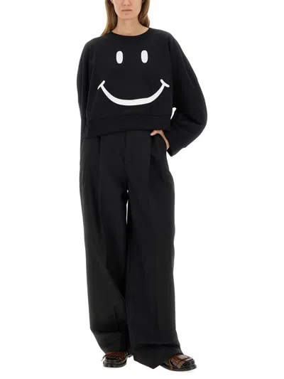 Moschino Smiley Face Knitwear Crew Neck Design In Blue