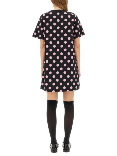 Moschino Graphic Print Polka Dot Short Sleeve Dress