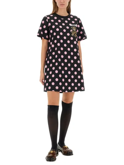 Moschino Graphic Print Polka Dot Short Sleeve Dress