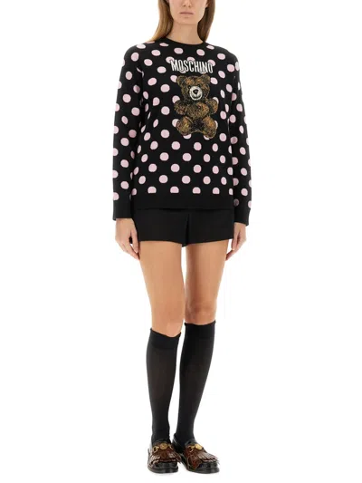 Moschino Bear Design Knitwear Polka Dots In Black