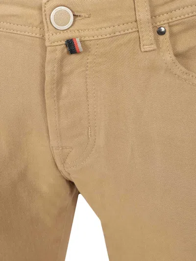 Jacob Cohen Pantalone Slim Fit Gray Tr 1000r Velluto Corda Trousers White In Brown
