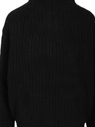 Rick Owens Al Pull Opens Back Long Sleeve Wool Knit Knitwear Black In Black