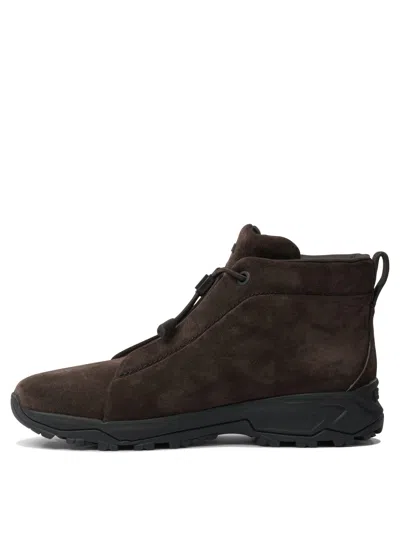 Zegna Triple Stitch Suede High-top Sneakers In Brown