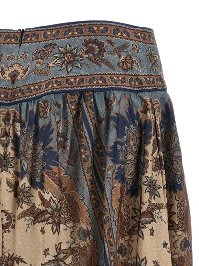 Zimmermann Ascension Printed Silk Skirt In Brown