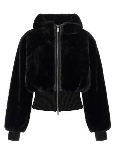 Pinko Ribbed Zip-front Jacket In Black
