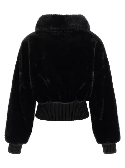 Pinko Ribbed Zip-front Jacket In Black