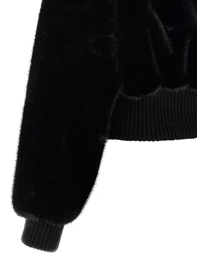 Pinko Ribbed Zip-front Jacket In Black