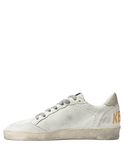 Golden Goose Ball Star Sneakers In Vintage Effect Leather With Blue Leather Star Shoes