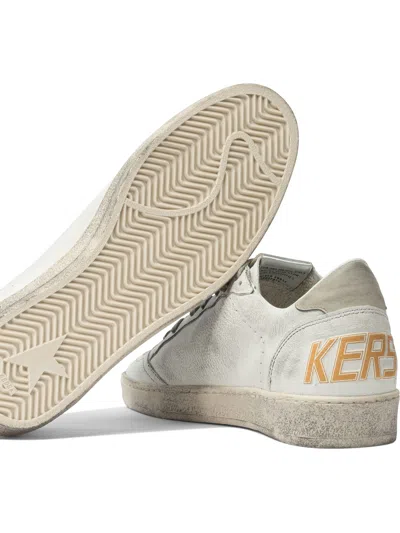 Golden Goose Ball Star Sneakers In Vintage Effect Leather With Blue Leather Star Shoes