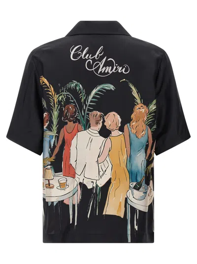 Amiri Mens Black Graphic-print Short-sleeve Silk Bowling Shirt