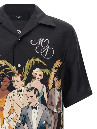 Amiri Mens Black Graphic-print Short-sleeve Silk Bowling Shirt