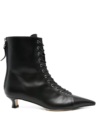 Aeyde 40mm Trixi Lace-up Pointed-toe Boots In Black