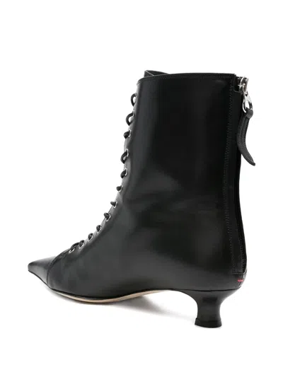 Aeyde 40mm Trixi Lace-up Pointed-toe Boots In Black