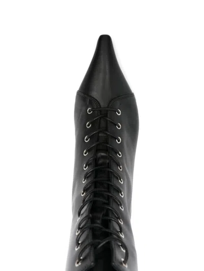 Aeyde 40mm Trixi Lace-up Pointed-toe Boots In Black