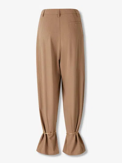 Darkpark Womens Beige Phebe Cuffed Wide-leg Wool-blend Trousers In Brown