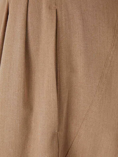 Darkpark Womens Beige Phebe Cuffed Wide-leg Wool-blend Trousers In Brown