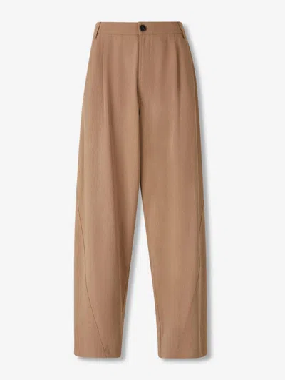 Darkpark Womens Beige Phebe Cuffed Wide-leg Wool-blend Trousers In Brown