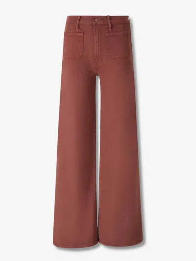 Mother Womens Cats And Dogs The Patch Pocket Undercover Sneak Wide-leg Stretch-denim Jeans In Brown