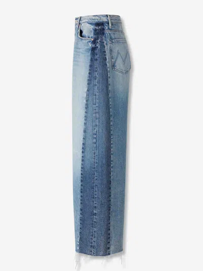 Mother Womens Blinded By The Dark Pipedream Sneak Fray Wide-leg Denim Jeans In Blue