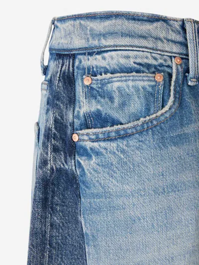 Mother Womens Blinded By The Dark Pipedream Sneak Fray Wide-leg Denim Jeans In Blue