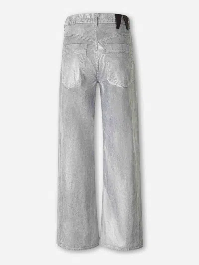 Darkpark Wide Leg Drawstring Waist Jeans With Pockets In Gray