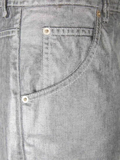 Darkpark Wide Leg Drawstring Waist Jeans With Pockets In Gray