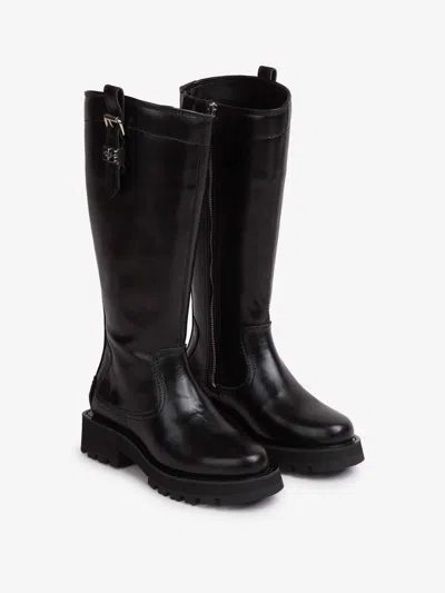 Ganni Crinkled Faux Leather Boots In Black