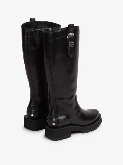 Ganni Crinkled Faux Leather Boots In Black