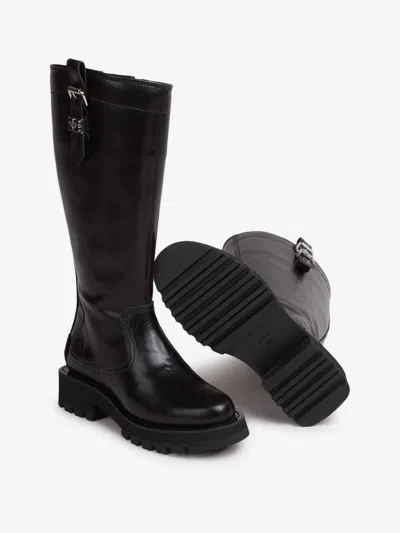 Ganni Crinkled Faux Leather Boots In Black