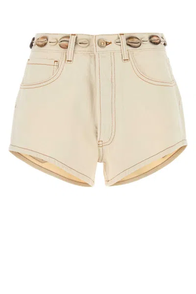 Alanui Sand Denim Ocean Dream Shorts In Neutral