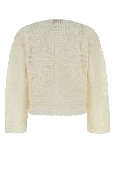 Alanui White Crochet Kiss By The Book Sweater In Neutral
