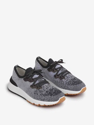 Brunello Cucinelli Knit Sneakers In Black