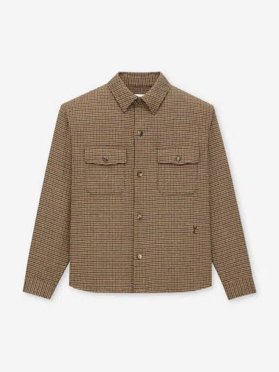 Saint Laurent Checked Flap-pockets Shirt In Brown