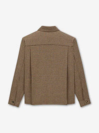 Saint Laurent Checked Flap-pockets Shirt In Brown