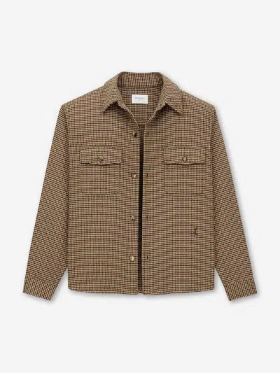 Saint Laurent Checked Flap-pockets Shirt In Brown