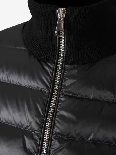 Moncler Padded Wool-blend Cardigan In Black