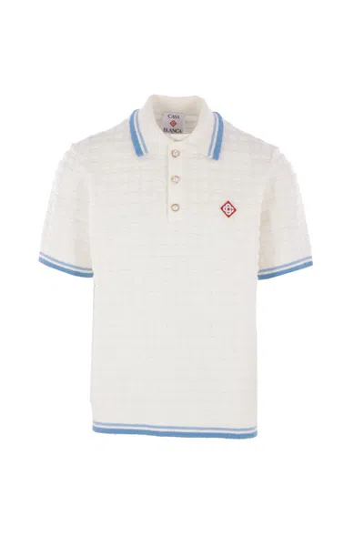 Casablanca White Shirt With Classic Collar And Chest Logo Patch In Cotton Man In White