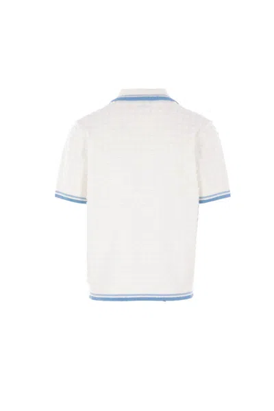 Casablanca White Shirt With Classic Collar And Chest Logo Patch In Cotton Man In White