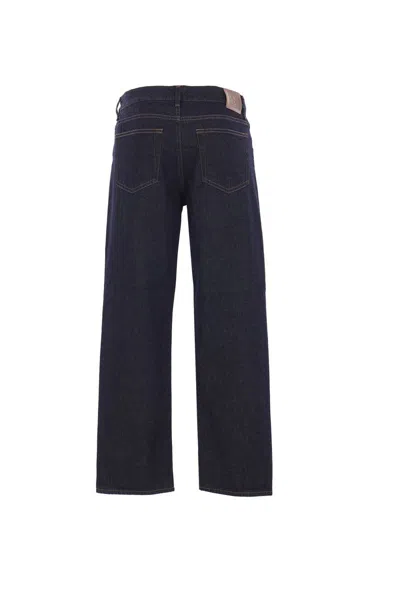 Totême Straight Leg Denim Trousers Contrast Stitching In Black
