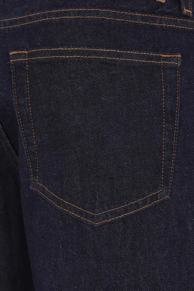 Totême Straight Leg Denim Trousers Contrast Stitching In Black