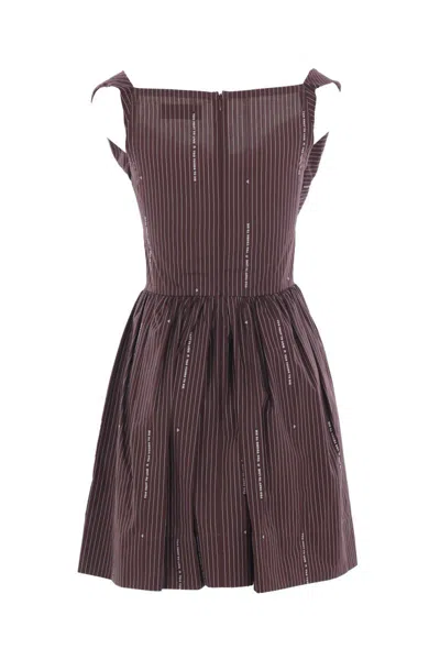 Vivienne Westwood Pinstripe Off-shoulder Mini Dress In Burgundy
