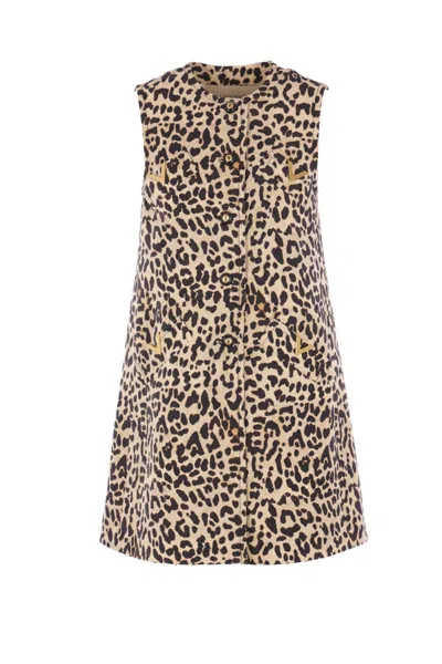 Valentino Gilet Pattern C.couture Fauve Eclat Animalier Leopardo In Brown