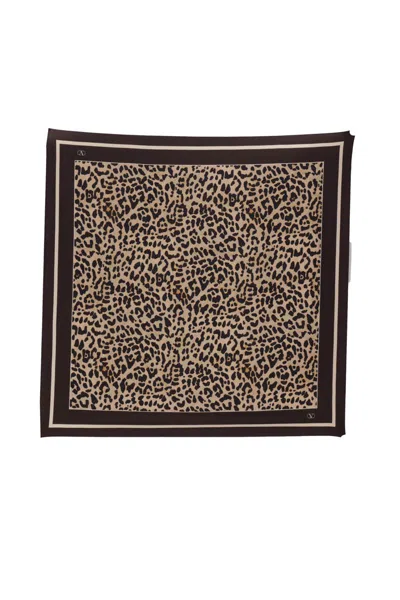 Valentino Garavani Leopard Print Silk Square Scarf In Animal Print