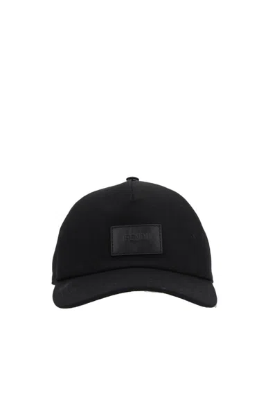 Fendi Baseball Cap With Logo Plaque In Black