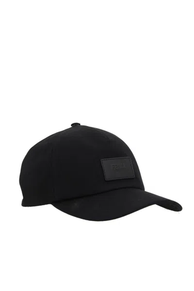Fendi Baseball Cap With Logo Plaque In Black