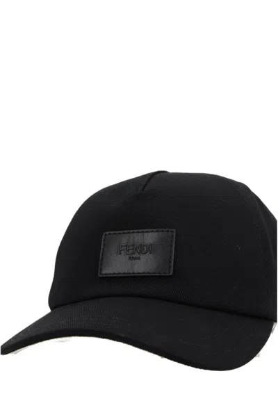 Fendi Baseball Cap With Logo Plaque In Black